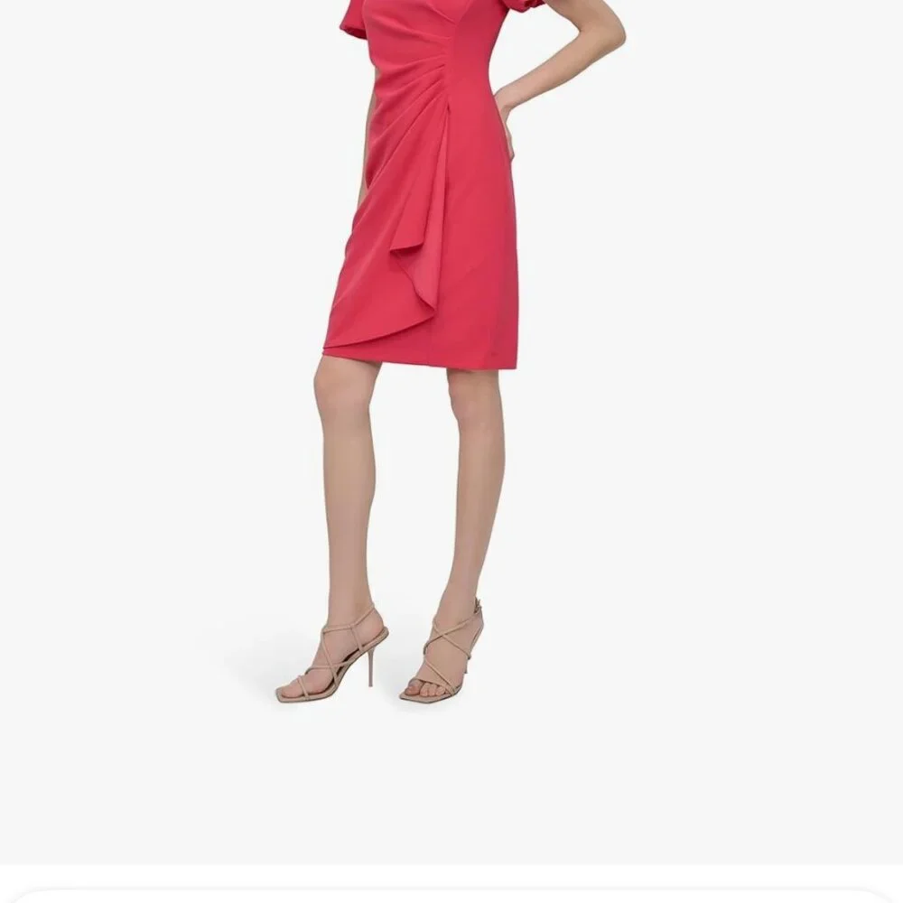 DKNY Women's Short Sleeve Side Ruched Dress, Sz 16, PreOwned - Picture 9 of 10